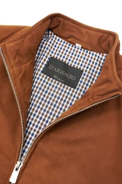 Uomo D'Arienzo 1006 - Giubbotto bomber in pelle camoscio color cuoio tono su tono