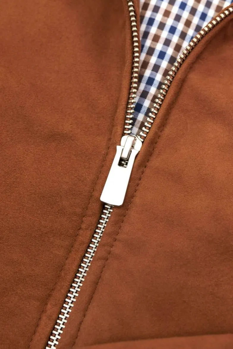 Uomo D'Arienzo 1006 - Giubbotto bomber in pelle camoscio color cuoio tono su tono