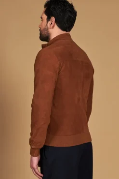 Uomo D'Arienzo 1006 - Giubbotto bomber in pelle camoscio color cuoio tono su tono