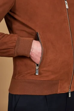 Uomo D'Arienzo 1006 - Giubbotto bomber in pelle camoscio color cuoio tono su tono