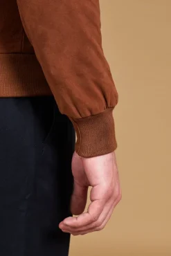 Uomo D'Arienzo 1006 - Giubbotto bomber in pelle camoscio color cuoio tono su tono