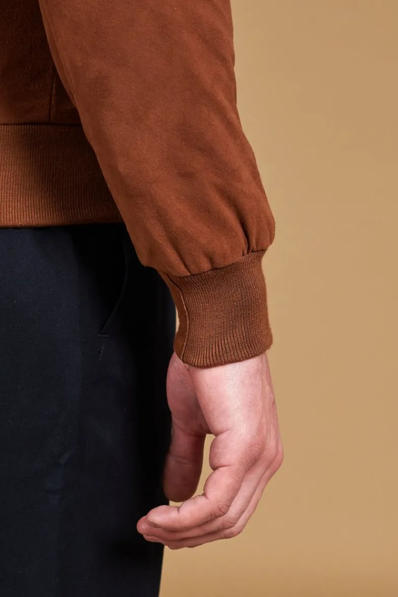 Uomo D'Arienzo 1006 - Giubbotto bomber in pelle camoscio color cuoio tono su tono