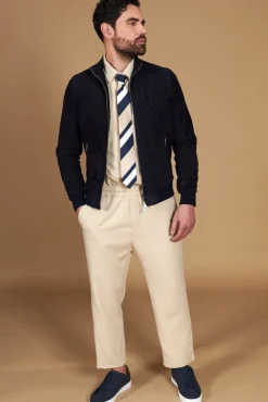 Uomo D'Arienzo 1006 - Giubbotto bomber in pelle camoscio blu tono su tono