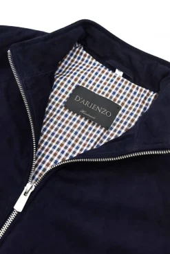 Uomo D'Arienzo 1006 - Giubbotto bomber in pelle camoscio blu tono su tono