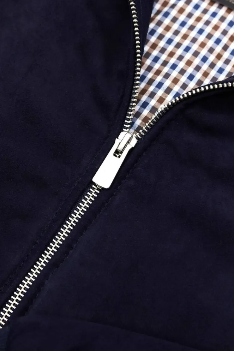 Uomo D'Arienzo 1006 - Giubbotto bomber in pelle camoscio blu tono su tono