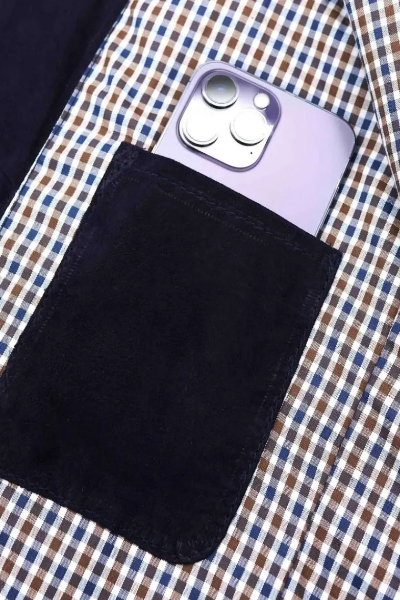 Uomo D'Arienzo 1006 - Giubbotto bomber in pelle camoscio blu tono su tono
