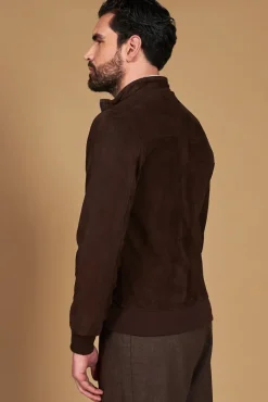 Uomo D'Arienzo 1006 - Giubbotto bomber in pelle camoscio testa di moro tono su tono