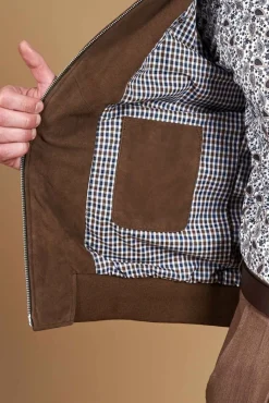 Uomo D'Arienzo 1006 - Giubbotto bomber in pelle camoscio fango tono su tono