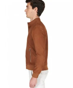 Uomo D'Arienzo 1006 - Giubbotto bomber in pelle scamosciata color cuoio tono su tono