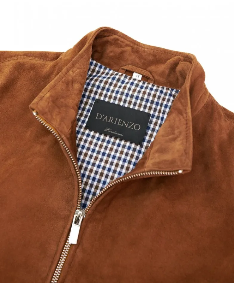 Uomo D'Arienzo 1006 - Giubbotto bomber in pelle scamosciata color cuoio tono su tono