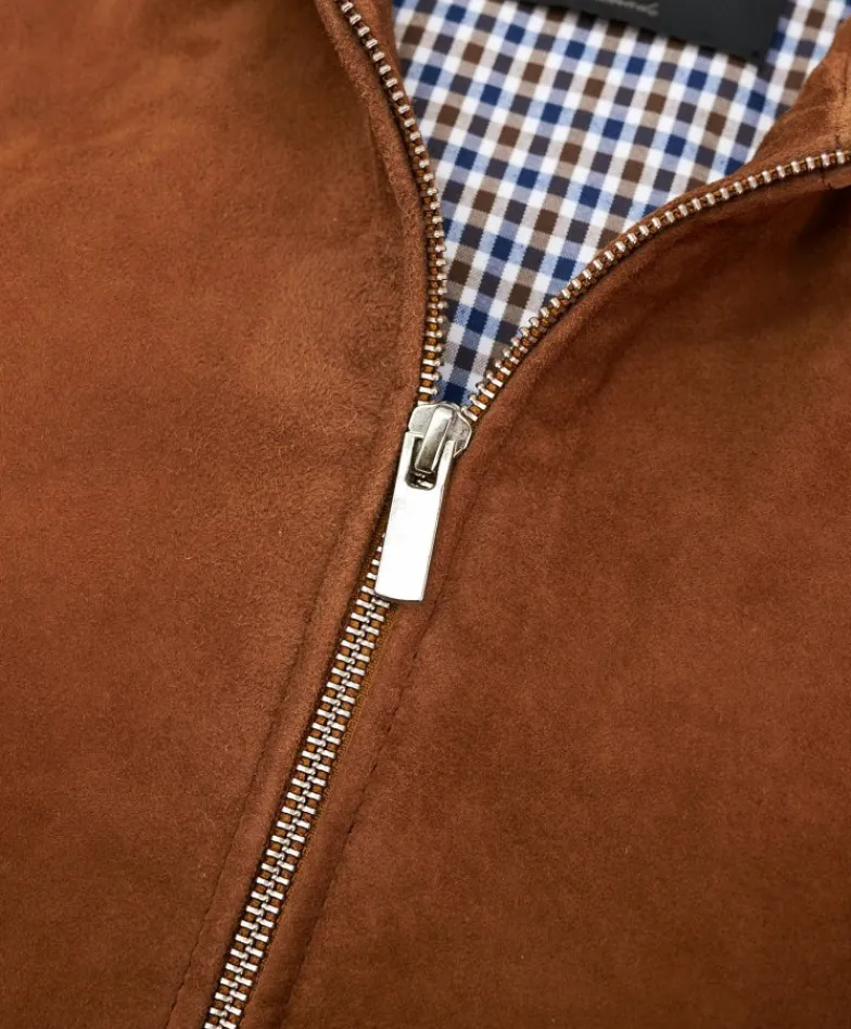 Uomo D'Arienzo 1006 - Giubbotto bomber in pelle scamosciata color cuoio tono su tono