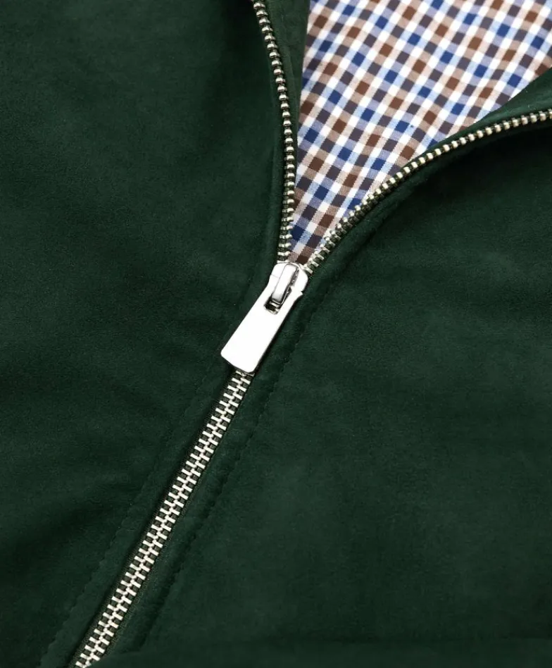 Uomo D'Arienzo 1006 - Giubbotto bomber in pelle scamosciata verde tono su tono