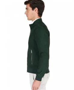 Uomo D'Arienzo 1006 - Giubbotto bomber in pelle scamosciata verde tono su tono