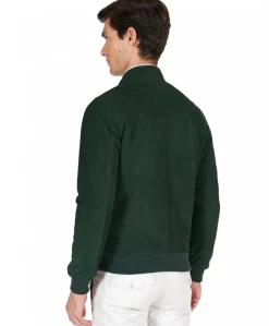 Uomo D'Arienzo 1006 - Giubbotto bomber in pelle scamosciata verde tono su tono