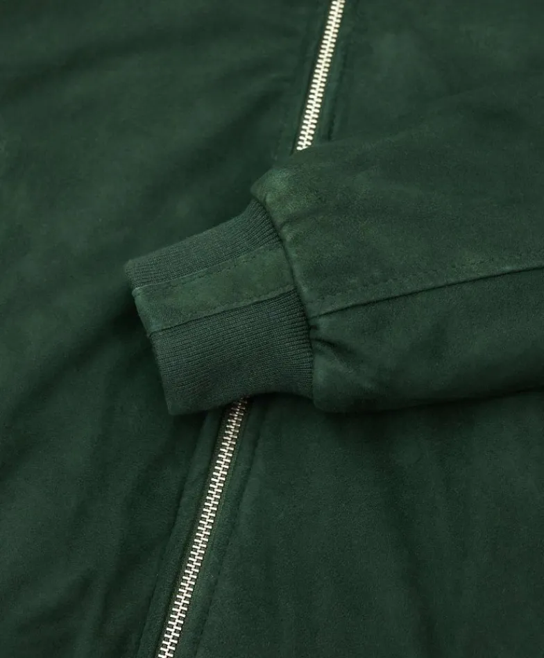 Uomo D'Arienzo 1006 - Giubbotto bomber in pelle scamosciata verde tono su tono