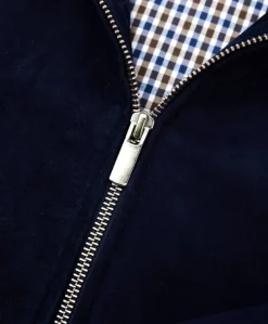 Uomo D'Arienzo 1006 - Giubbotto bomber in pelle scamosciata blu tono su tono