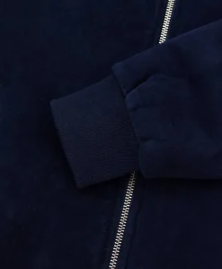 Uomo D'Arienzo 1006 - Giubbotto bomber in pelle scamosciata blu tono su tono