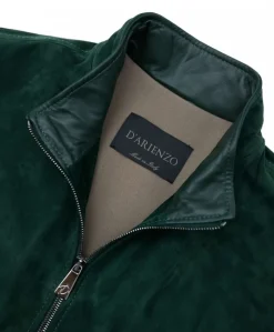 Uomo D'Arienzo 106 - Giubbotto bomber in pelle scamosciata verde collo coreana