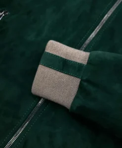 Uomo D'Arienzo 106 - Giubbotto bomber in pelle scamosciata verde collo coreana