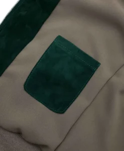 Uomo D'Arienzo 106 - Giubbotto bomber in pelle scamosciata verde collo coreana