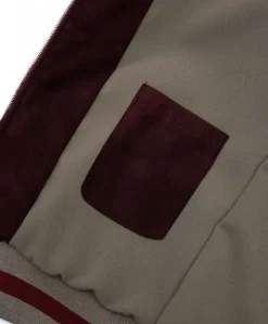 Uomo D'Arienzo 106 - Giubbotto bomber in pelle scamosciata bordeaux collo coreana