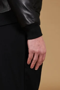 Uomo D'Arienzo 106 - Giubbotto bomber in pelle traforata colore nero elastico a tono