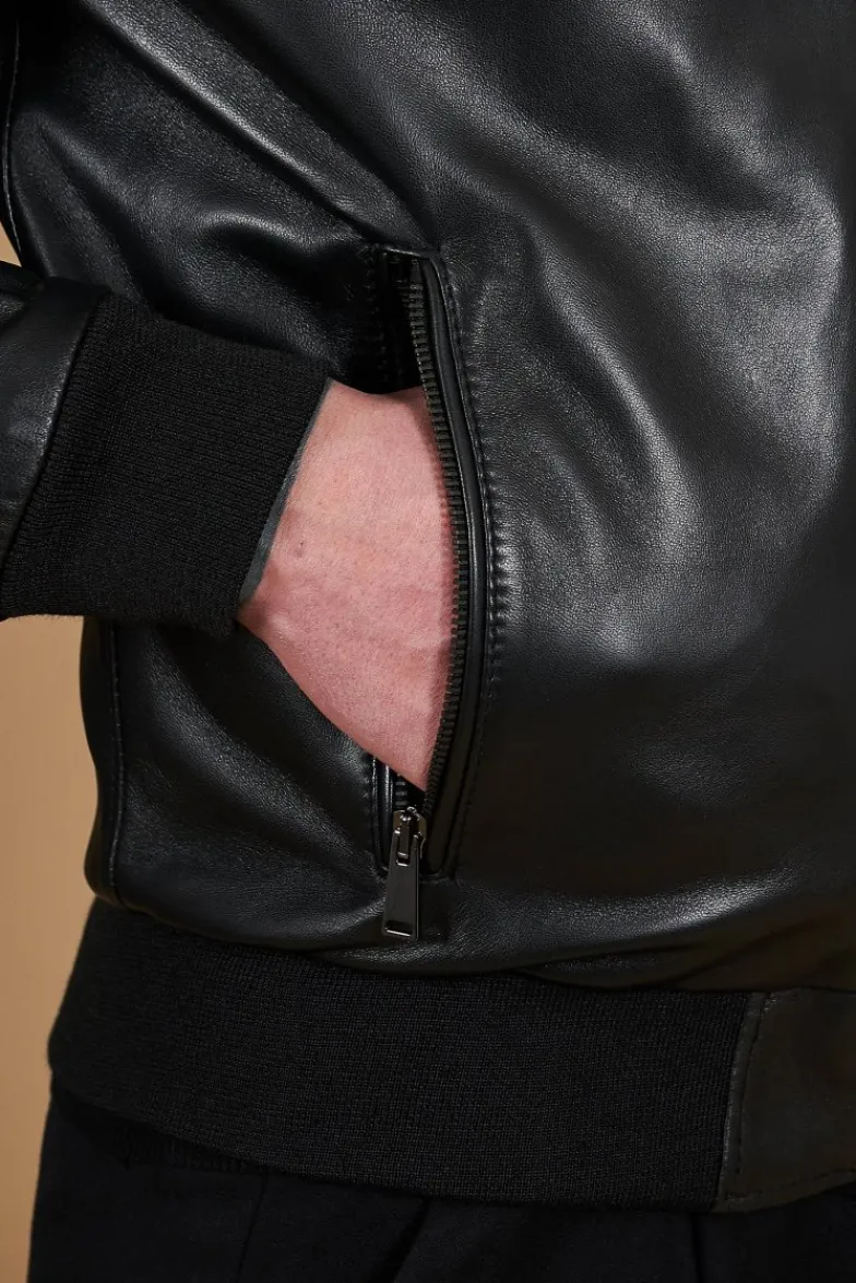 Uomo D'Arienzo 106 - Giubbotto Bomber in pelle nera nappa effetto liscio