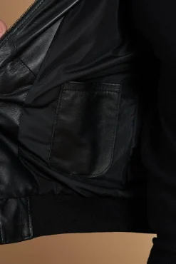Uomo D'Arienzo 106 - Giubbotto Bomber in pelle nera nappa effetto liscio