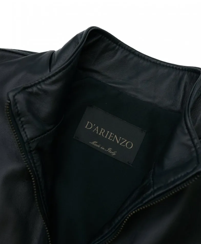 Uomo D'Arienzo 106 - Giubbotto Bomber in pelle nera nappa effetto liscio