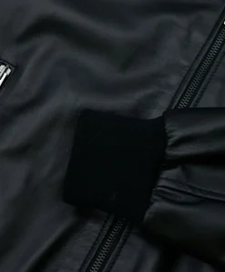 Uomo D'Arienzo 106 - Giubbotto Bomber in pelle nera nappa effetto liscio