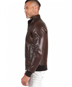 Uomo D'Arienzo 106 - Giubbotto Bomber in pelle testa di moro effetto vintage