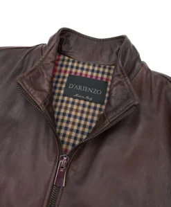 Uomo D'Arienzo 106 - Giubbotto Bomber in pelle testa di moro effetto vintage
