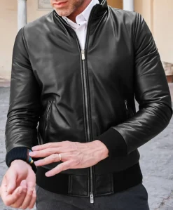 Uomo D'Arienzo 106 - Giubbotto Bomber in pelle naturale effetto liscio