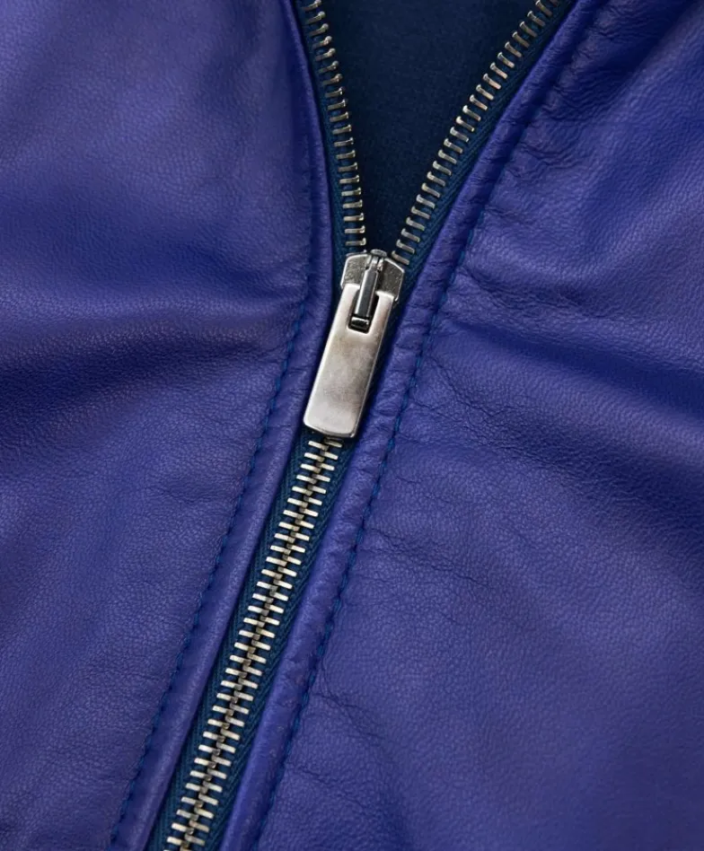 Uomo D'Arienzo 106 - Giubbotto Bomber in pelle bluette naturale effetto liscio