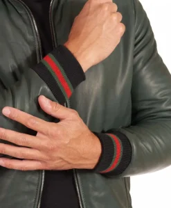 Uomo D'Arienzo 106 - Giubbotto Bomber in pelle naturale verde effetto vintage