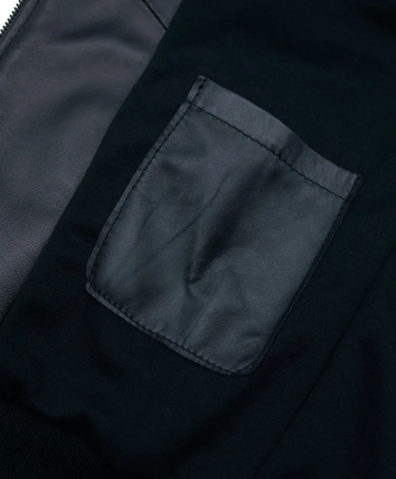 Uomo D'Arienzo 106 - Giubbotto Bomber in pelle nera nappa effetto liscio