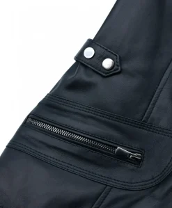 Donna D'Arienzo 627 - Parka in pelle nera con cappuccio in pelliccia effetto liscio