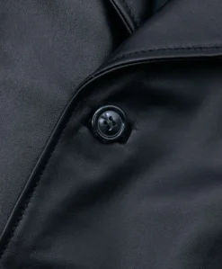 Uomo D'Arienzo 032 matrix - Cappotto in pelle nera lungo stile matrix nappa effetto liscio