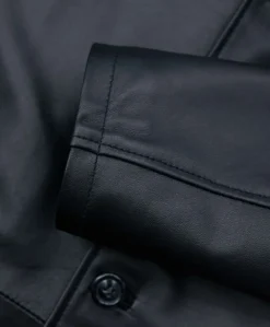 Uomo D'Arienzo 032 matrix - Cappotto in pelle nera lungo stile matrix nappa effetto liscio
