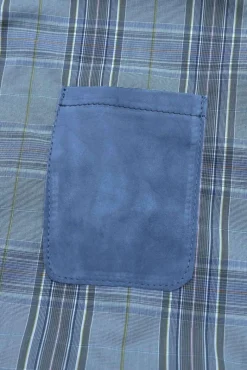 Uomo D'Arienzo Adam - Giacca pelle camoscio blu denim bottoni e collo camicia
