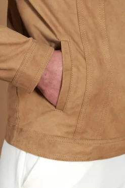 Uomo D'Arienzo Adam - Giacca sfoderata pelle camoscio beige con colletto camicia