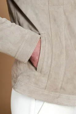 Uomo D'Arienzo Adam - Giacca sfoderata pelle camoscio grigio con colletto camicia