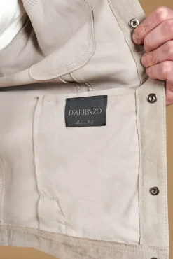 Uomo D'Arienzo Adam - Giacca sfoderata pelle camoscio grigio con colletto camicia