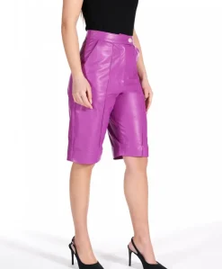 Donna D'Arienzo Agape - Pantalone a ginocchio in pelle naturale glicine