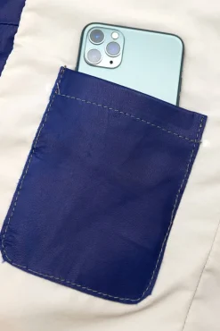 Uomo D'Arienzo Akyo - Giacca pelle naturale bluette con bottoni e collo camicia