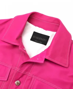 Uomo D'Arienzo Akyo - Giacca pelle naturale fuxia con bottoni e collo camicia