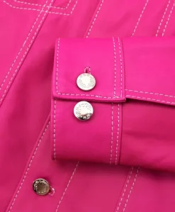 Uomo D'Arienzo Akyo - Giacca pelle naturale fuxia con bottoni e collo camicia