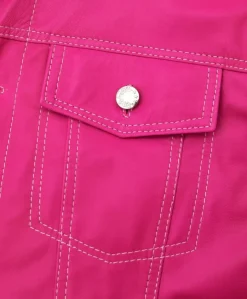 Uomo D'Arienzo Akyo - Giacca pelle naturale fuxia con bottoni e collo camicia