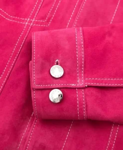 Uomo D'Arienzo Akyo - Giacca pelle scamosciata fuxia con bottoni e collo camicia