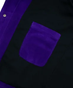 Uomo D'Arienzo Akyo - Giacca pelle scamosciata viola bottoni a pressione collo camicia